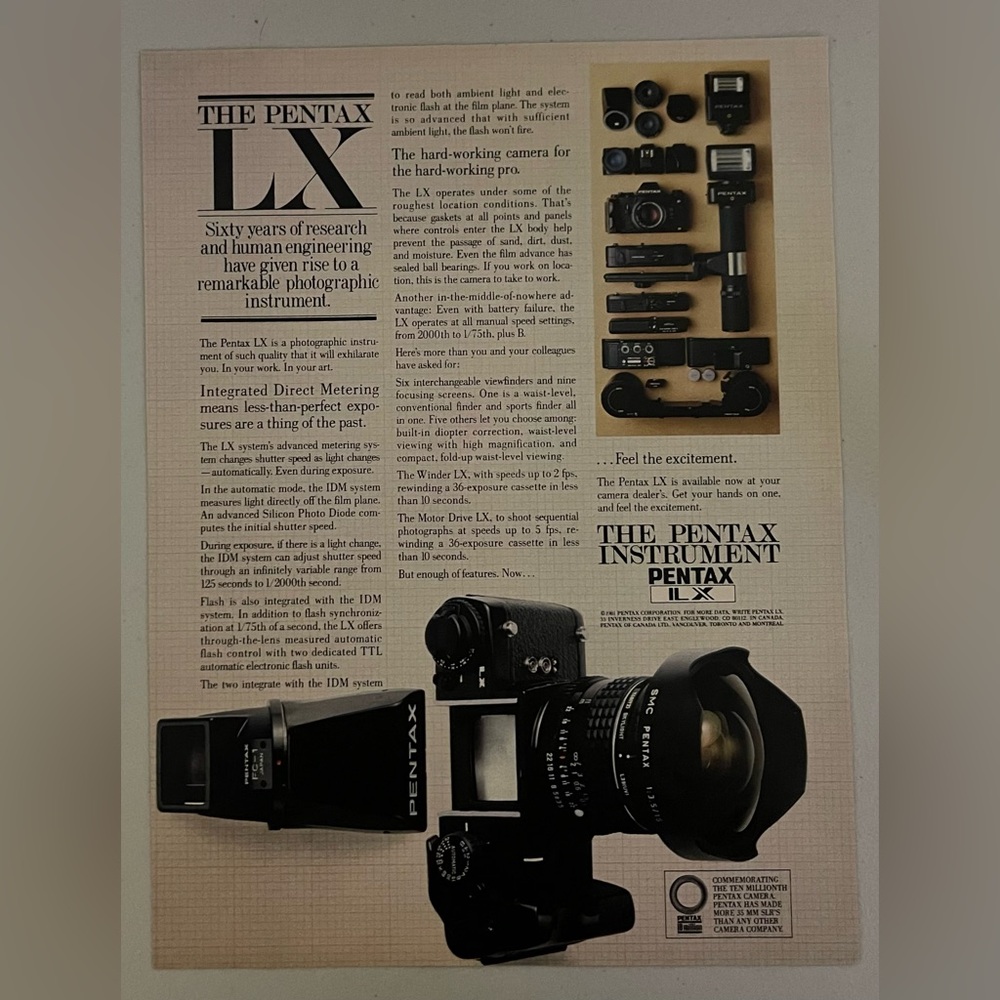 Pentax 1981 Magazine Vintage Advertisement